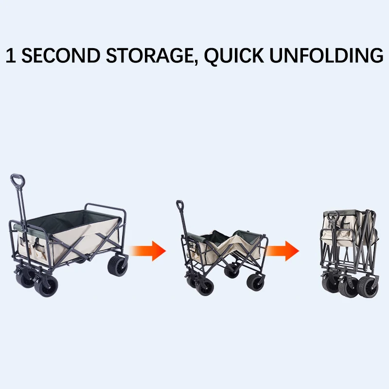 Heavy Duty Large Capacity Folding Wagon Shopping Beach Garden Pull Trolley Collapsible Folding Outdoor Portable Utility Cart
