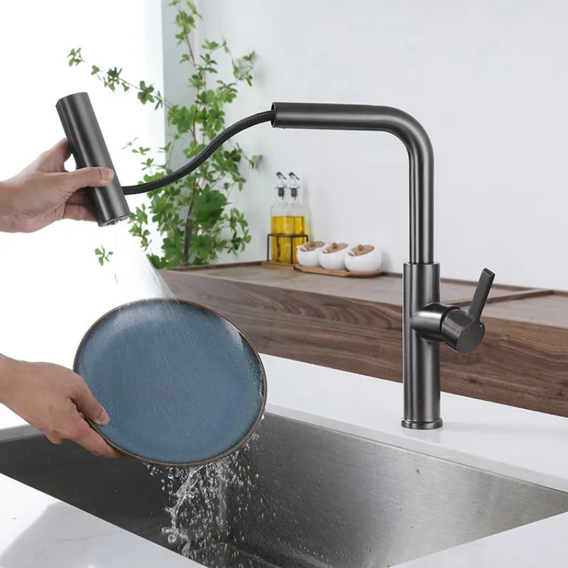 TEKXDD Grifo De Cocina Extraíble Con 3 Modos De Chorro (cascada, Alta Presión Y Estándar), Giro 360° Y Caño Alto En Acero Inoxidable – Ideal Para Fregaderos Sencillos O Dobles