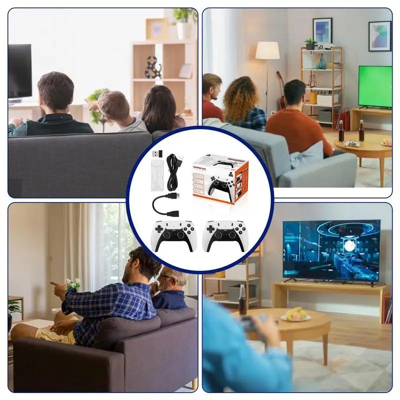 레트로 콘솔 휴대용 4K TV 게임 스틱, 무선 컨트롤러, 내장 30000/40000 게임, Emuelec 4.3 시스템, 64GB, 128GB
