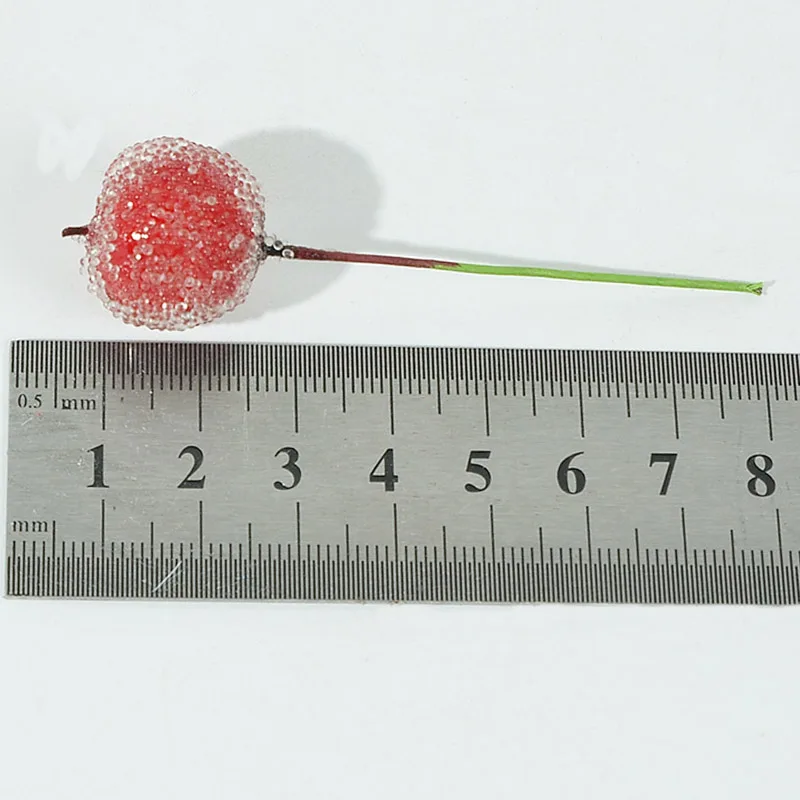 10pcs 2cm Mini Artificial Fruit Glass Berries Apple Pomegranate Bouquet Stamen Christmas Decorative Scrapbooking Gift Box Craft artificial fruits and vegetables