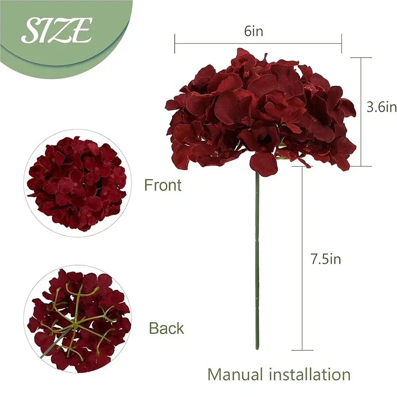 Hydrangea Artificial Flowers Silk Hydrangea Heads for DIY Wedding Centerpiece Home Party Decoration 25PCS