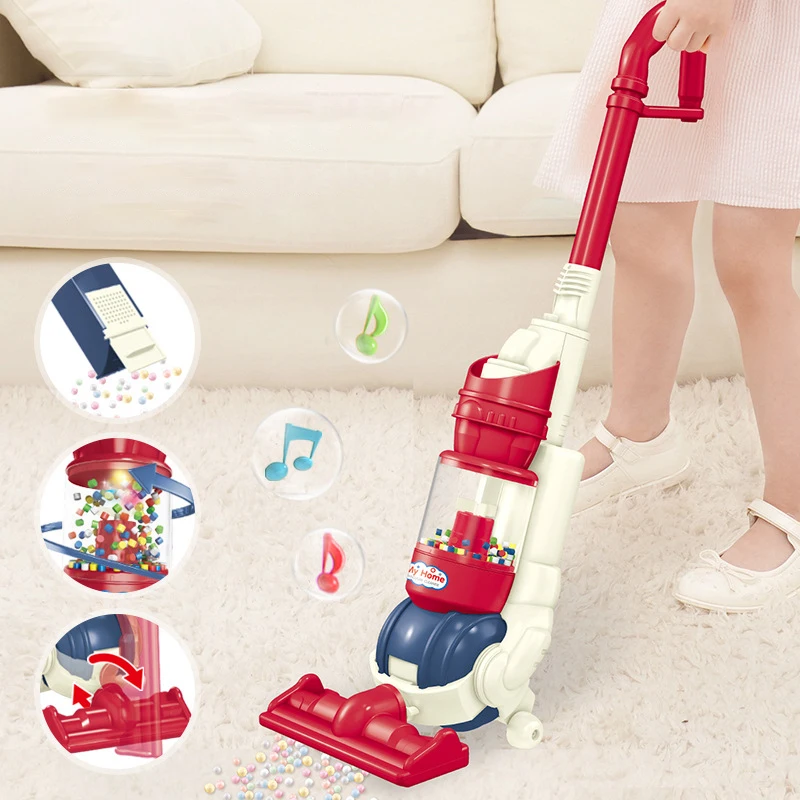 Kids Vacuum Cleaner Plastic Cleaner Toy True Suction Walking Ability Toddler Pretend Cleaning Machine