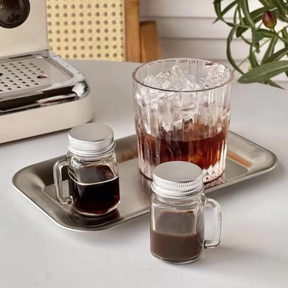 1PC Mini Mason Jar For Jam Honey Portable Leakproof Coffee Milk Juice Bottle With Lid Home Party Bar Vodka Spirits Shot Glass 3