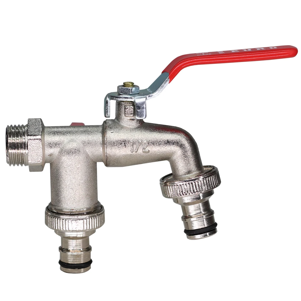 Grifo Doble Jardin Grifo De Agua De Doble Salida, Entrada Y