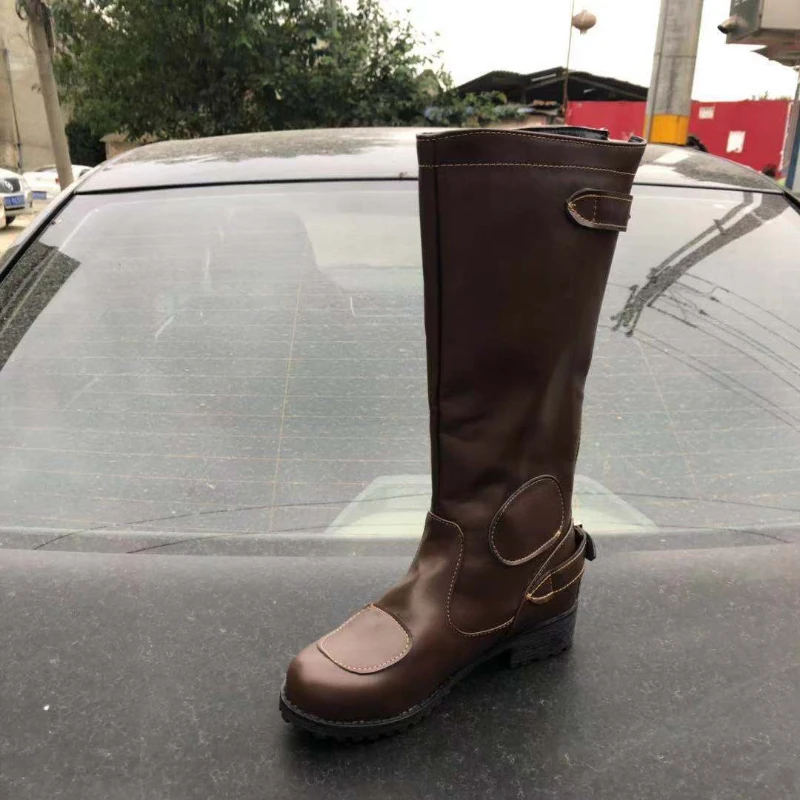 Motorcycle Boots Men Large Size Motorcycle Boots European and American High Tube Knight Boots Buckle Design Women