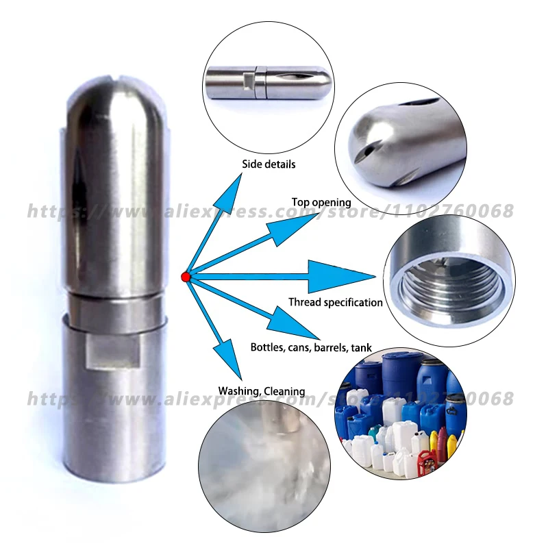 Bottiglie Tank Cans Strumenti Di Lavaggio 1/2 "Ss304 Cip Ugello Spray Rotante Automatico Per Pulizia Per Terrario, Muslimaur