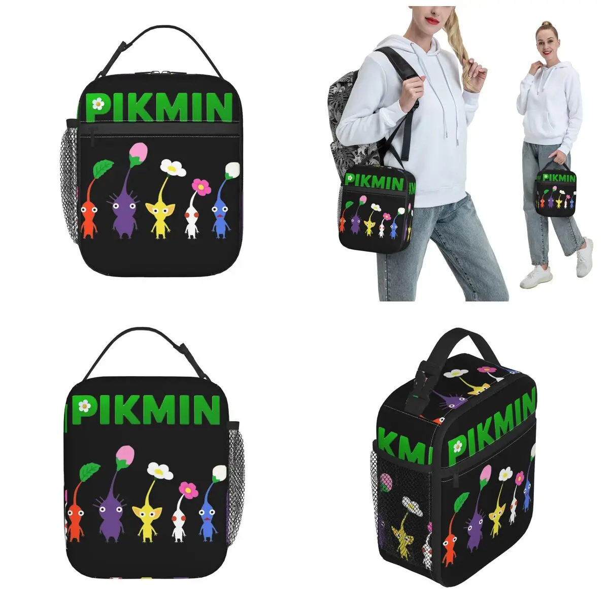 Pikmin Green Product Insulated Lunch Bag For School Office Novelty Food Box Portable Cooler Thermal Bento Box