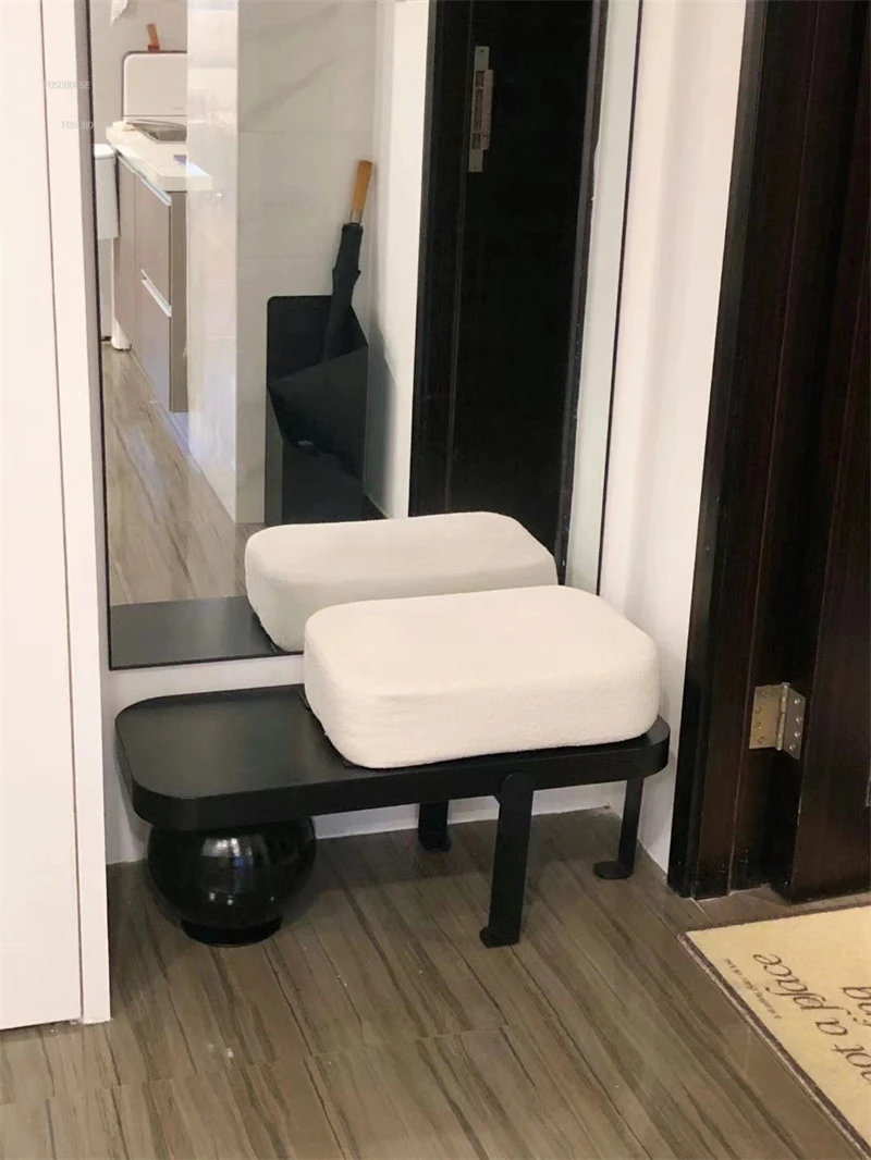 Description Picture 3 of itemNordic Solid Wood Stools Home Furniture Living Room Sofa Bench Entry Door Shoe Changing Stool Leisure Low Chairs Bed End Ottoman