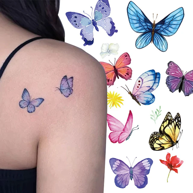 1 Folha De Adesivos De Tatuagem De Borboleta Para Corpo De Mão