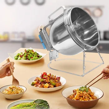 Stainless Steel Stir Fryer, Large Capacity Automatic Flipping and Cooking Machine, Home Outdoor Barbecue, Kitchen 1