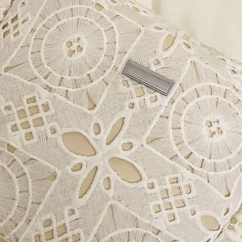 JIAERDI Lace Cutout Tote Bag Women Patchwork Large Capacity Handbag Ladies Elegant Gentle Commute Shoulder Crossbody Bags 2025