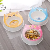 Pet Feeder Cat Food Bowl  Drink Fountain Cat Feeding Water Bowl Cutlery Food Container Melamine Drip Tray Accessories