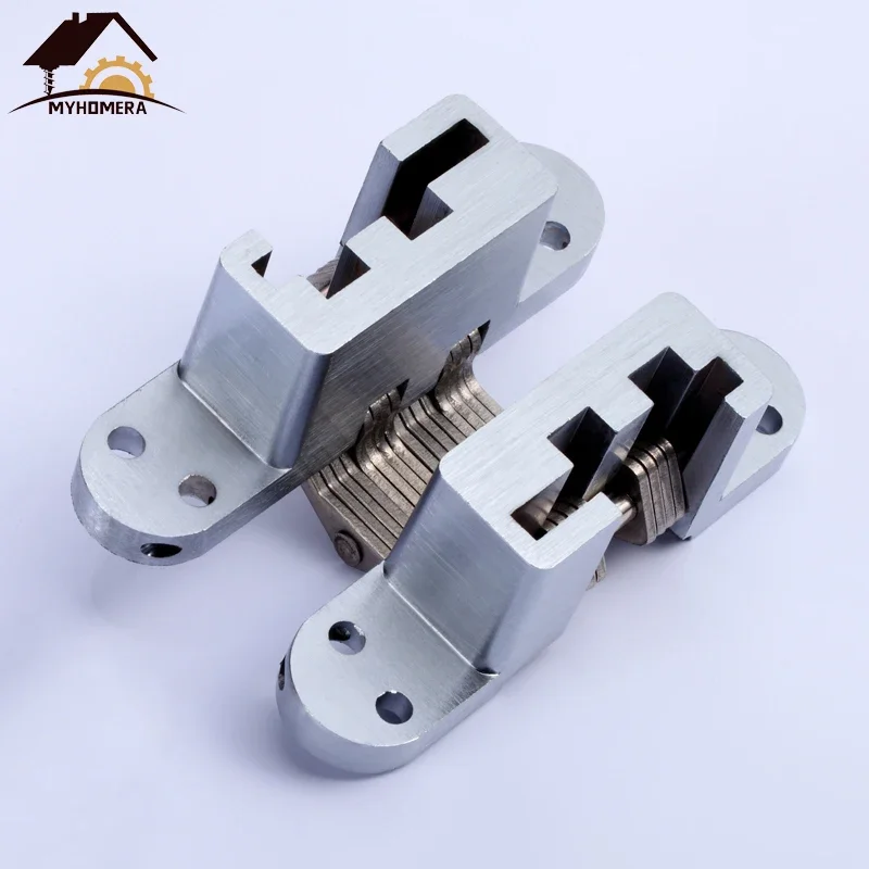 Stainless Steel Hidden Hinges 70-140mm Built-in Concealed Cross Heavy-loading Folding Door Hinge Furniture Hardware 180 Degree