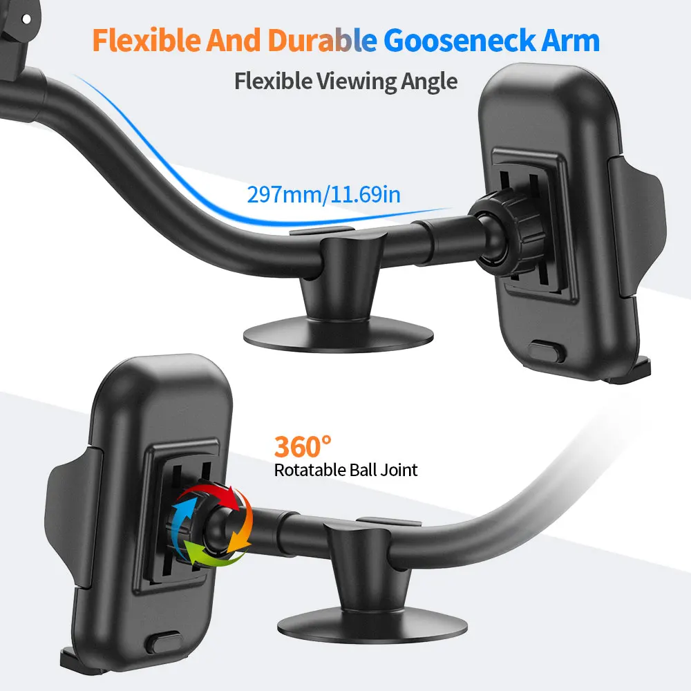 Univerola Universal Long Arm Windshield Mobile Cellphone Car Mount Bracket Holder For Xiaomi Stand For iPhone 7 Huawei GPS MP4