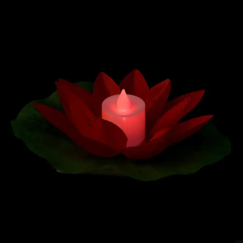 H7BF LED Floating Lotus Flower Lamps On Water Swimming Pool Garden Decoration Light