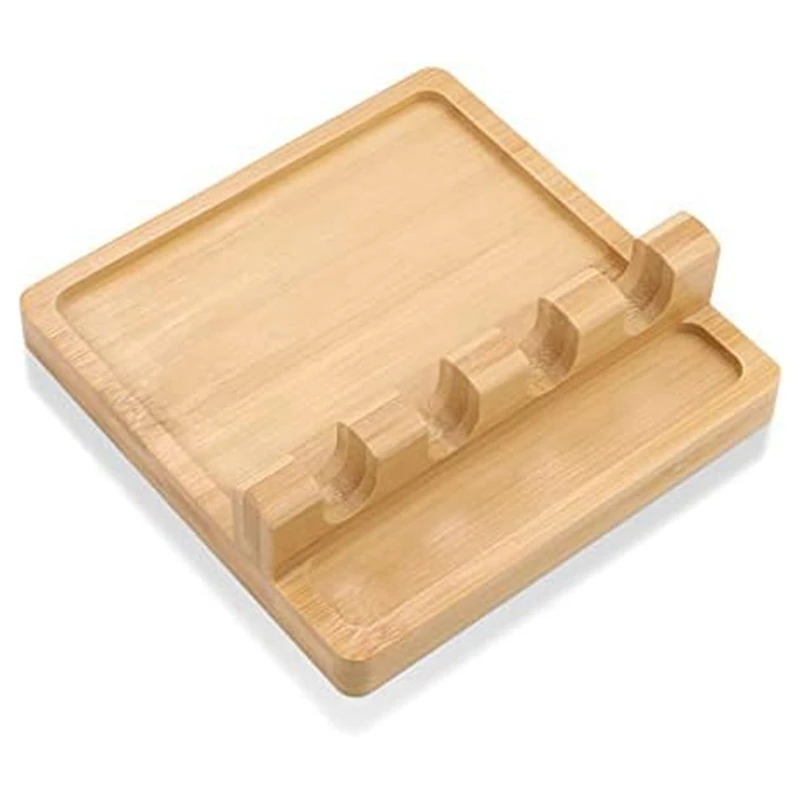 

Wooden Spoon Rest For Stove Top With Drip Pad For Kitchen Counter - Grill Utensil Holder For Spatulas, Tongs, Ladles