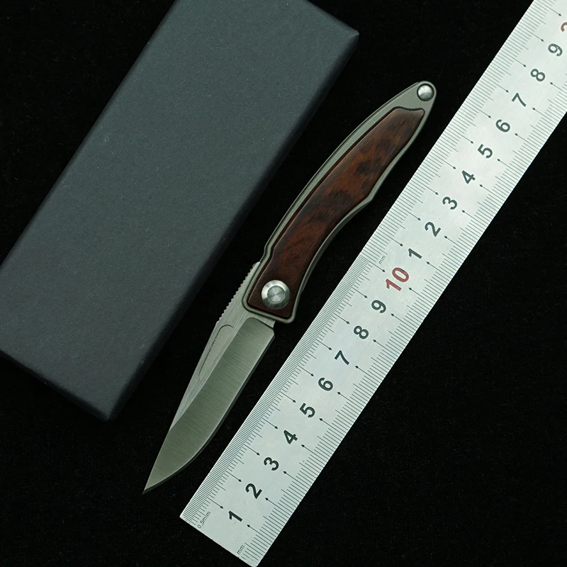 

LEMIFSHE M390 Blade Titanium/Wood Handle Copper Washer Outdoor Camping Hunting Survival Kitchen Practical EDC Tool Folding Knife