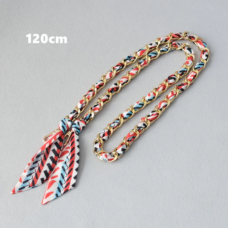 Neue Modische Frühlings-Handtaschenaccessoires: Abnehmbare Lange Ketten, Blumenmuster-Seidenriemen für Damen, DIY-Ketten-Taschengriffe – Detail 8