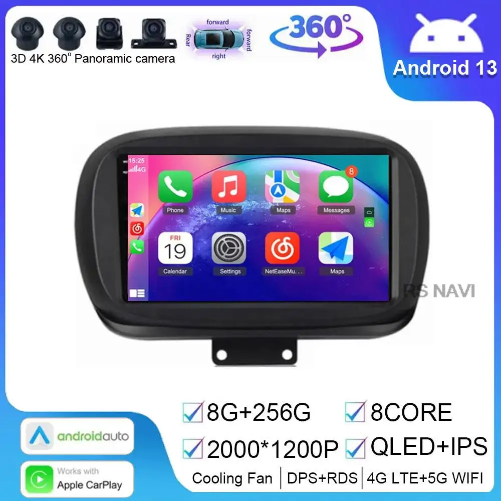 

Car Radio For Fiat 500X 2014 - 2020 Multimedia Video Player GPS Navigation Wireless Carplay Head Unit Android 14 4G 9" NO DVD