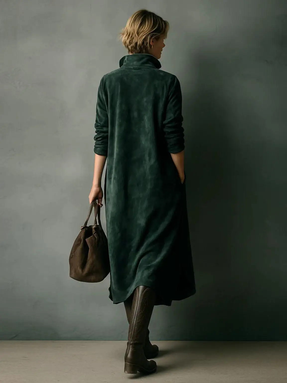 Suede New Dress Pocket Loose Long Casual Dress Solid Color Midi Relaxed Fit Dresses Female Clothing Autumn Winter Dresses 12 S086acf7ed03e4e1380910137b3b9f1fbj