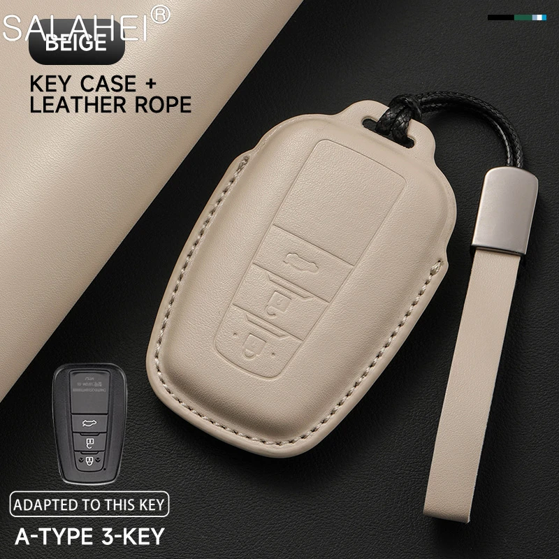 

New Leather Car Key Case Cover Shell For Toyota Camry CHR Corolla RAV4 Avalon Land Cruiser Prado Prius 2012 - 2022 Accessories