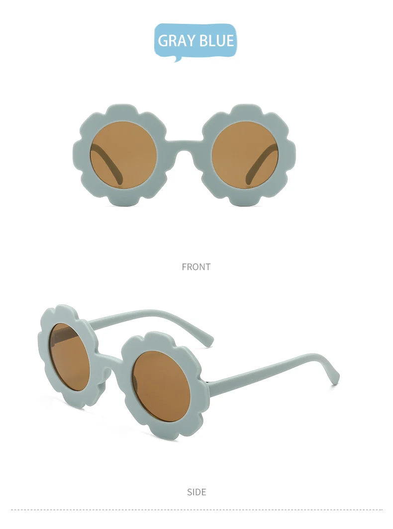 Cute Sun Flower Round Kids Sunglasses UV400 for Boy Girls Toddler Lovely Baby Sun Glasses Children Dark Glasses baby accessories box