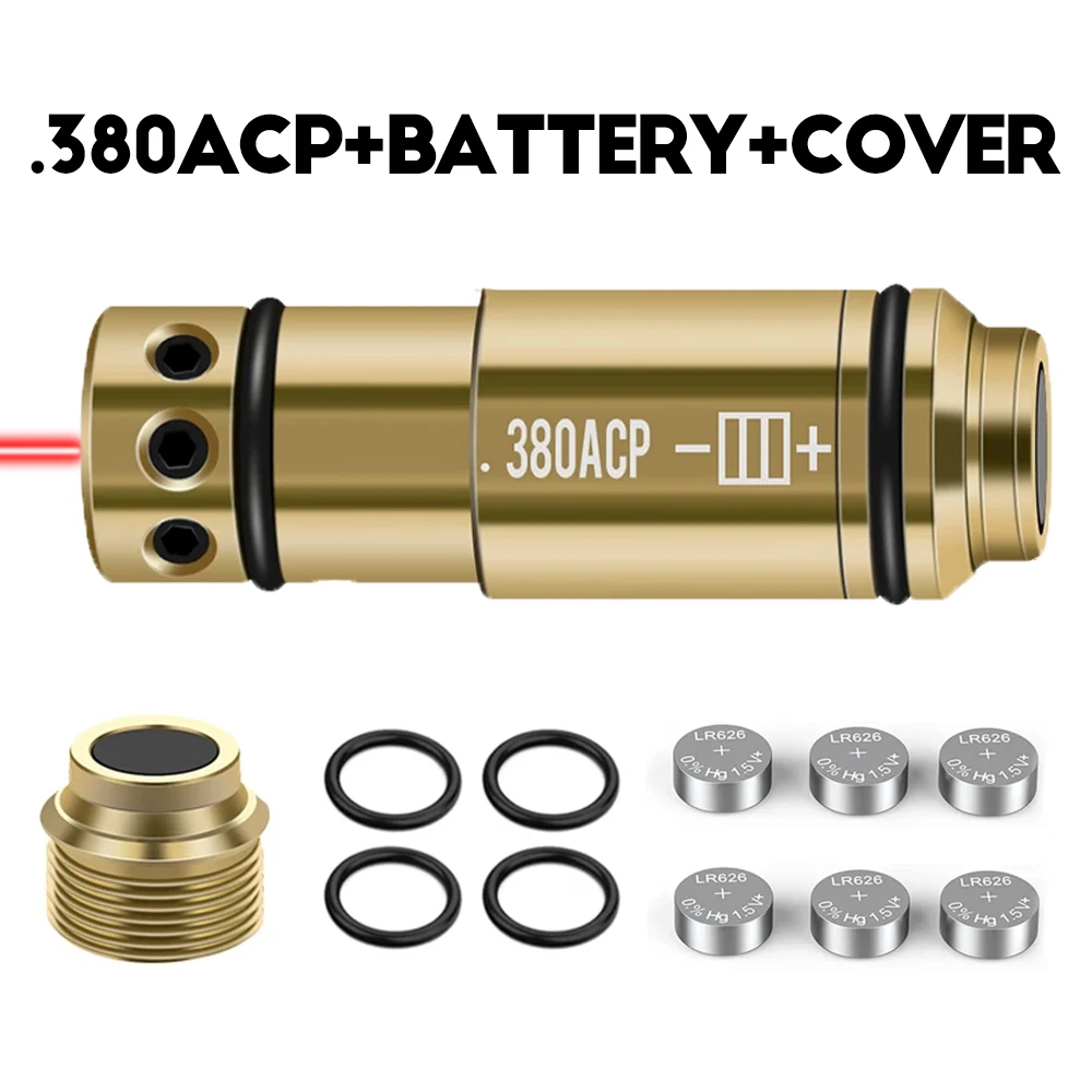 .380ACP Laser Training Bullet Dry Fire Training Cartridge Tactical Red Dot Laser Bore Sight with Battery Cover Airsoft