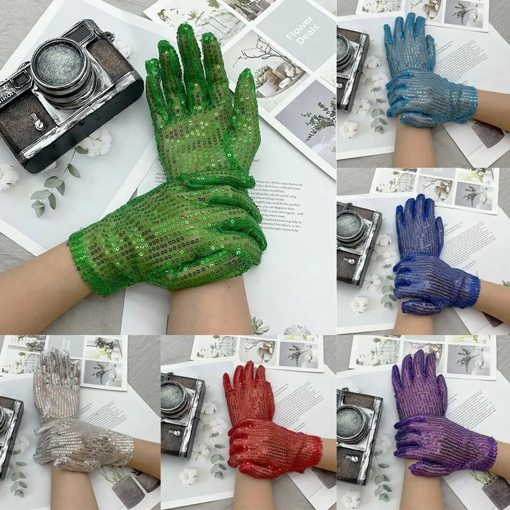 

Dancing Show Sequins Gloves Cosplay Breathable Summer Women Mittens Stage Performance Props Gloves Adult Children
