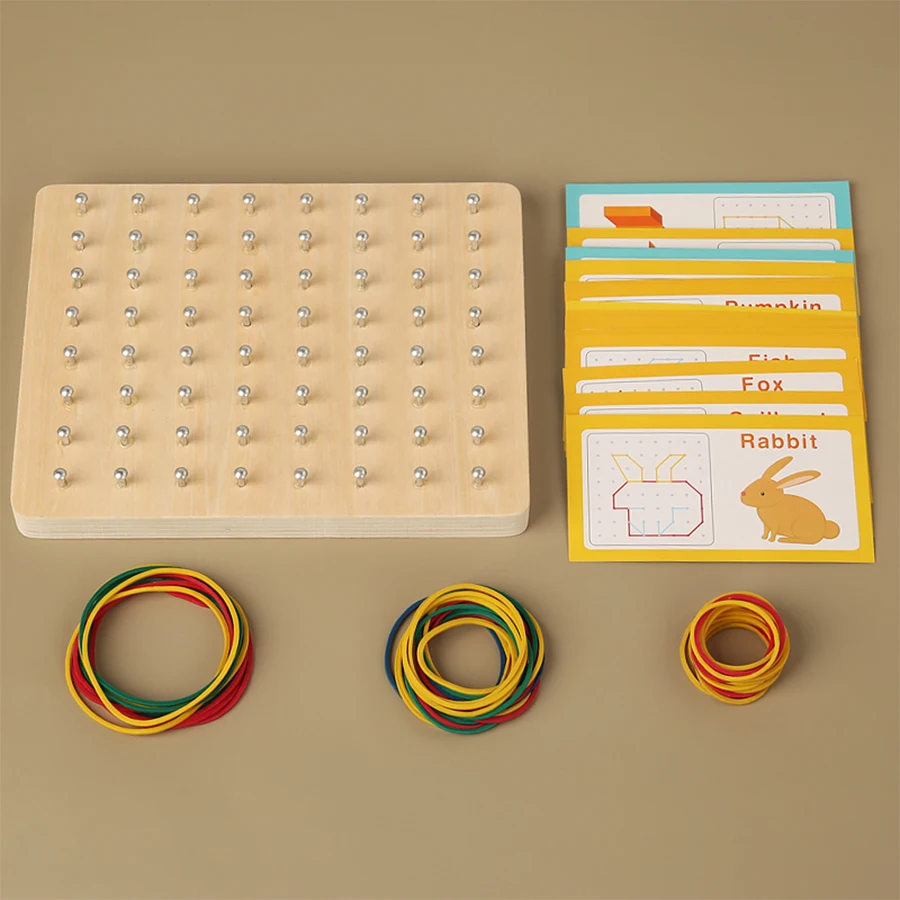 Wooden Montessori Geometric Creative Pegboard, CHILDREN'S Early Education Montessori Toy Puzzle Game 6