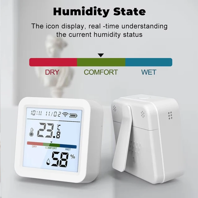 Tuya Zigbee3.0 Temperature and Humidity Sensor with Backlight, Thermometer, Hygrometer, Monitoring for Alexa, Google Home, WiFi 4