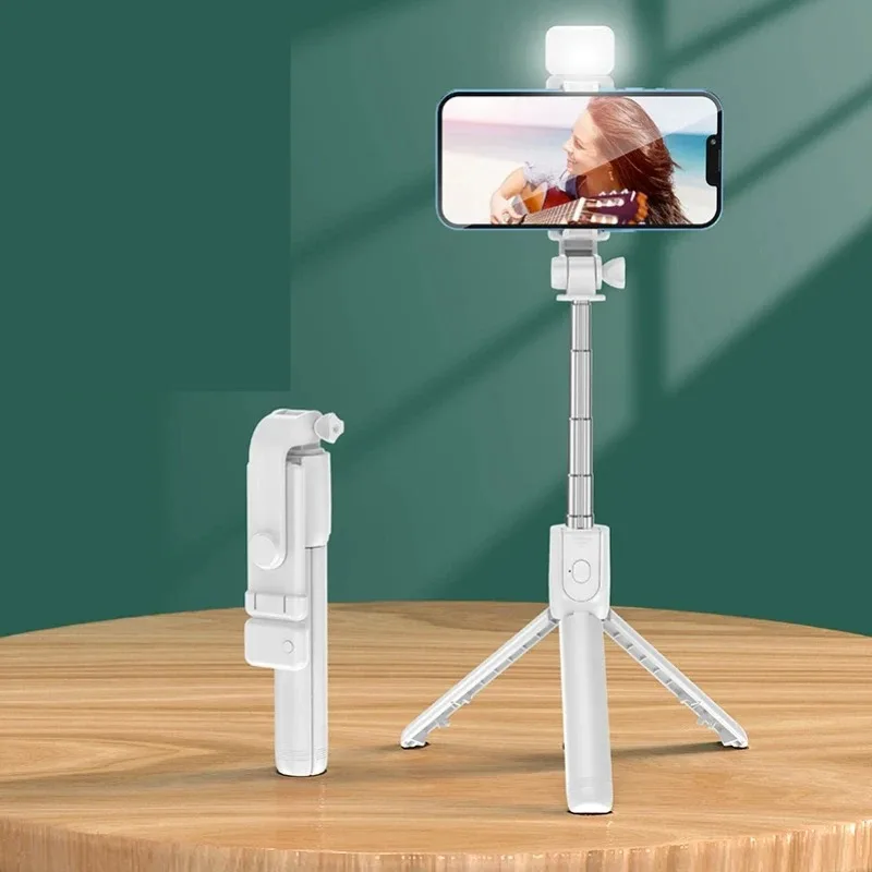 Wireless Bluetooth Selfie Stick Tripod with LED Selfie Light Detachable, Suitable for IOS Android Smartphones for Convenient