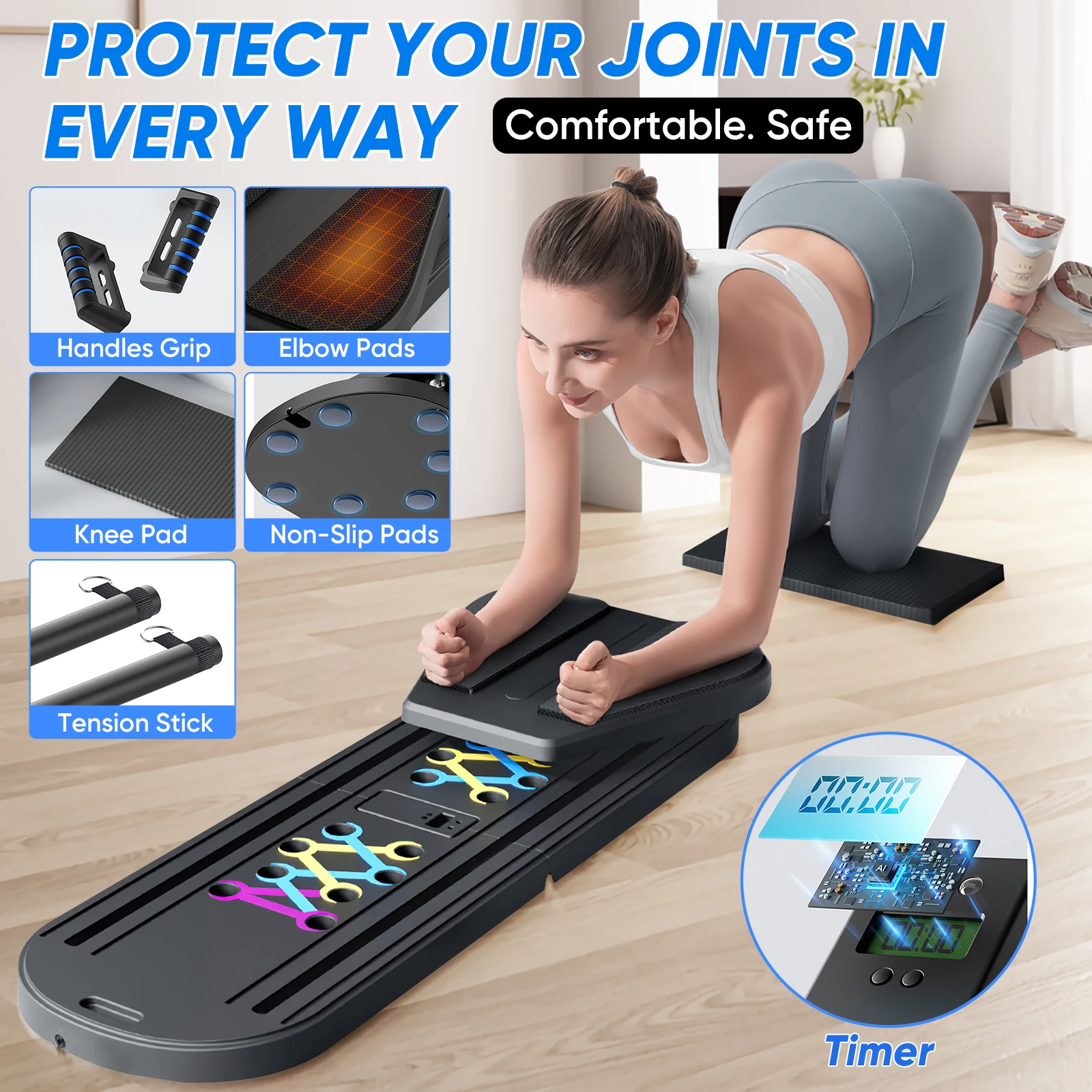 Tavola per esercizi addominali Tavola fitness ruota addominale Attrezzatura per allenamento per casa Pilates fitness musculation rueda addominale - immagine 2