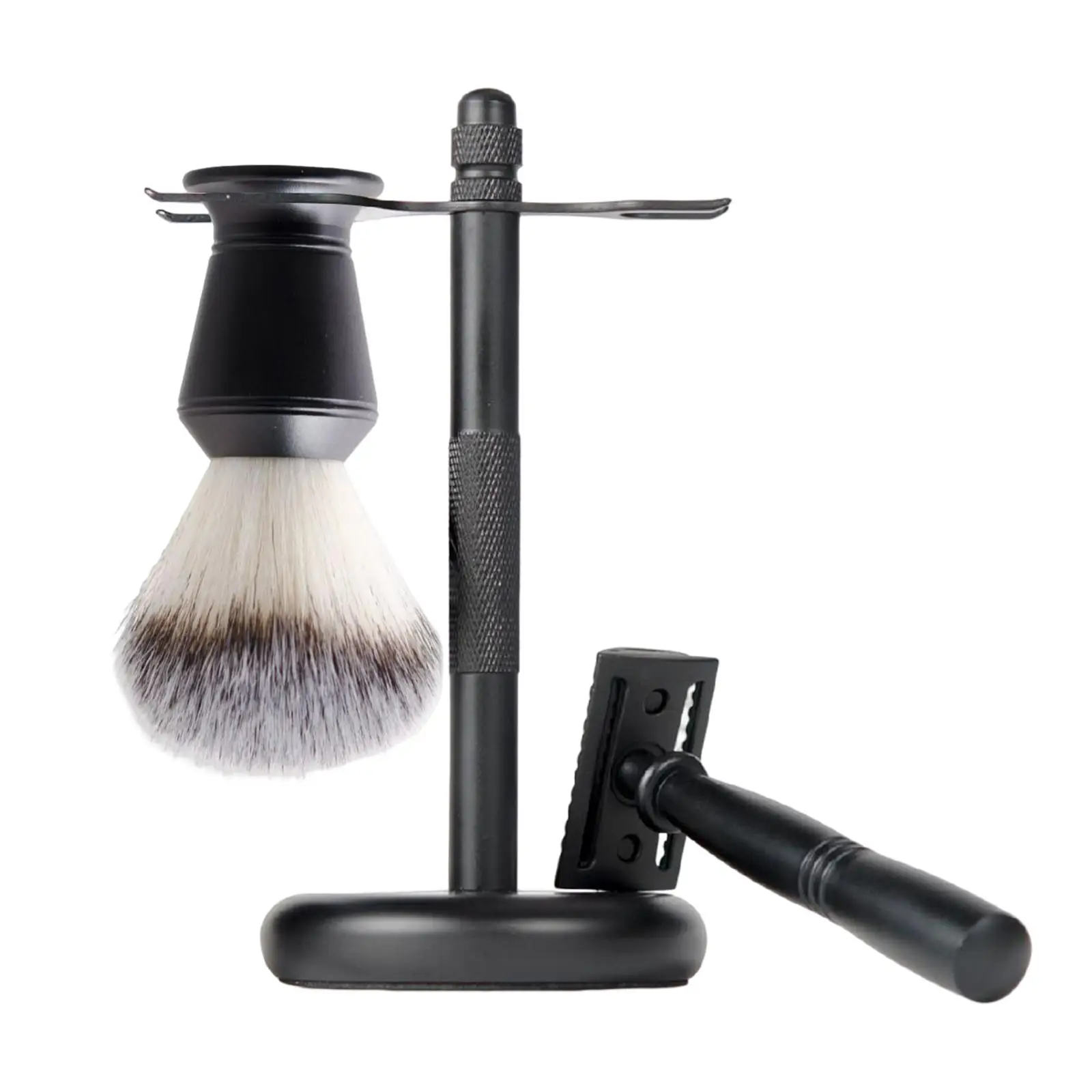 

3 Pieces Shaving Set, Shaving Brush Stand Set Black Color Double Edge Safety