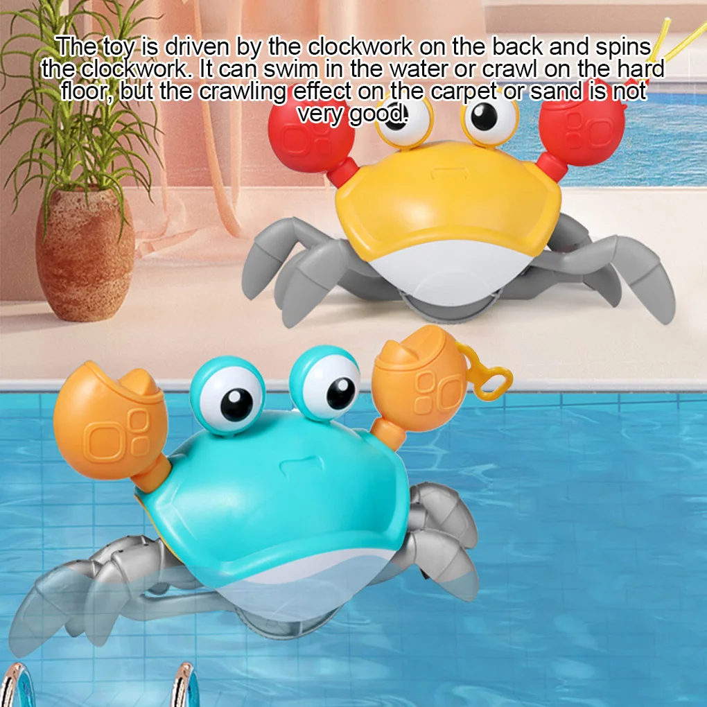 Baby Bath Tub Water Play Crab Toy Clockwork Portable Beach Children Shower Accessory Baby Pulling a String To Learn to Walk 4