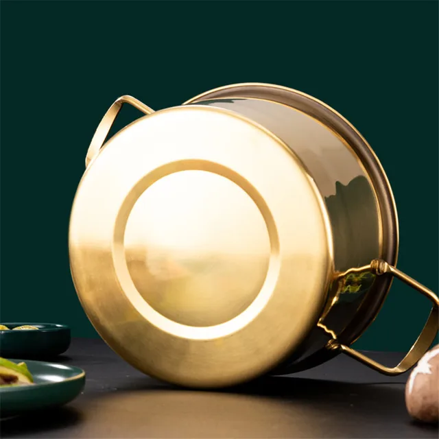 Gold Stainless Steel Kitchen Stew Pots Saucepan with Cover Durable Non-Stick Cooking Cookware Set for Induction Cooker - Image 5
