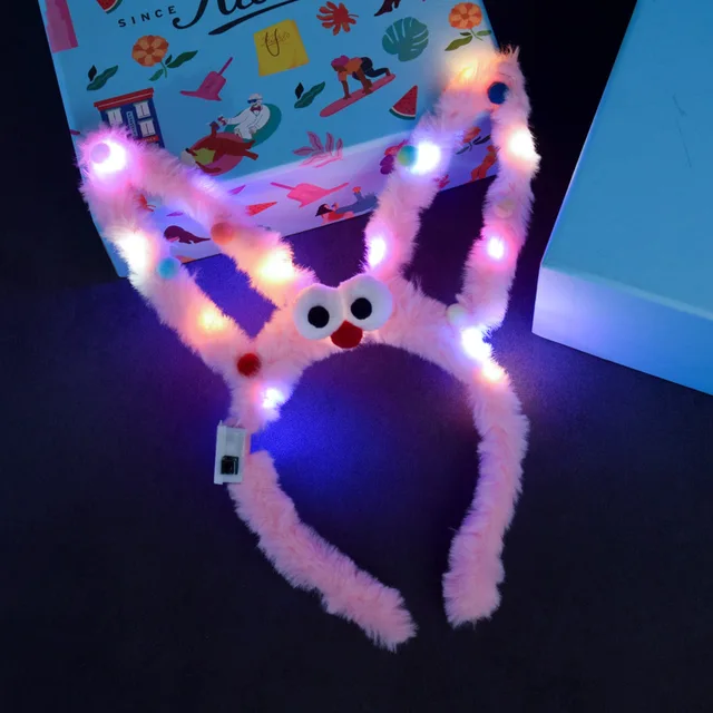 Multi Color Hairband Fun Easter Rabbit Ear Led Flashing Colorful String Lamp Hairband Eye-Catching Birthday Party Supplies 4