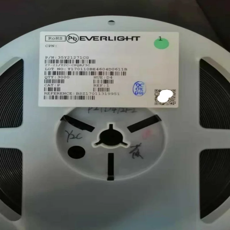0603 사이드 패치 LED 노란색 조명, 100PCs, 27-21, Y2C-CPQB, 3..