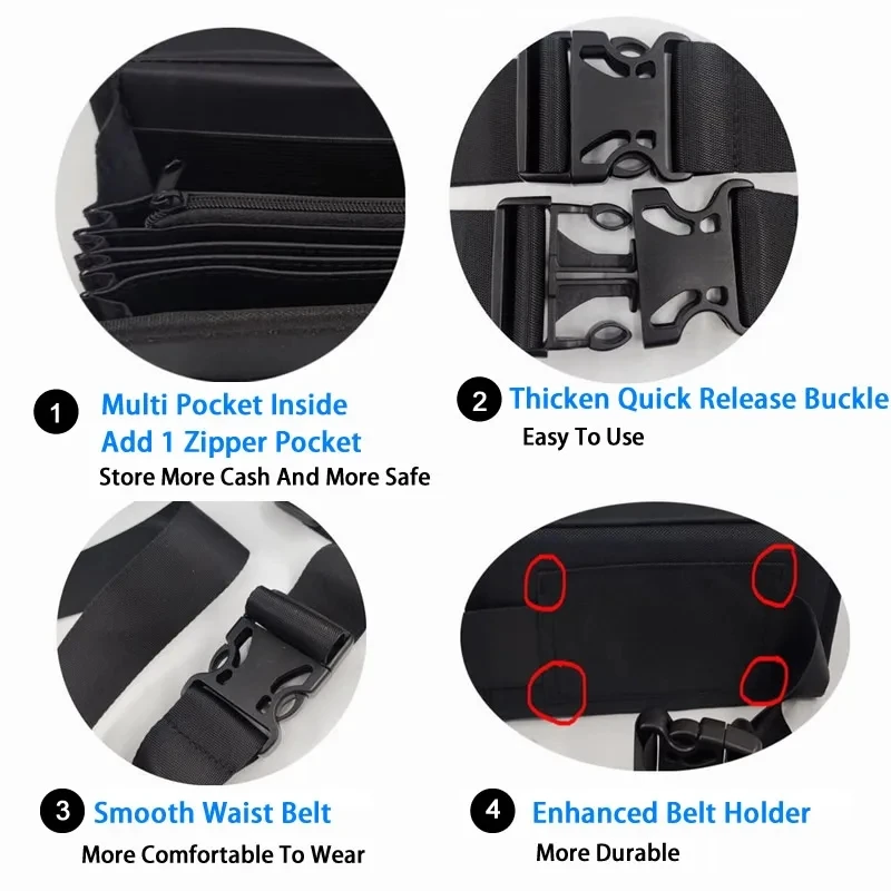 Euro Coin Holder Creative Portable Coin Storage Multi Pockets Euro Wallet Waist Bag 8 Slots Cash Money Bill Safe Fanny Pack