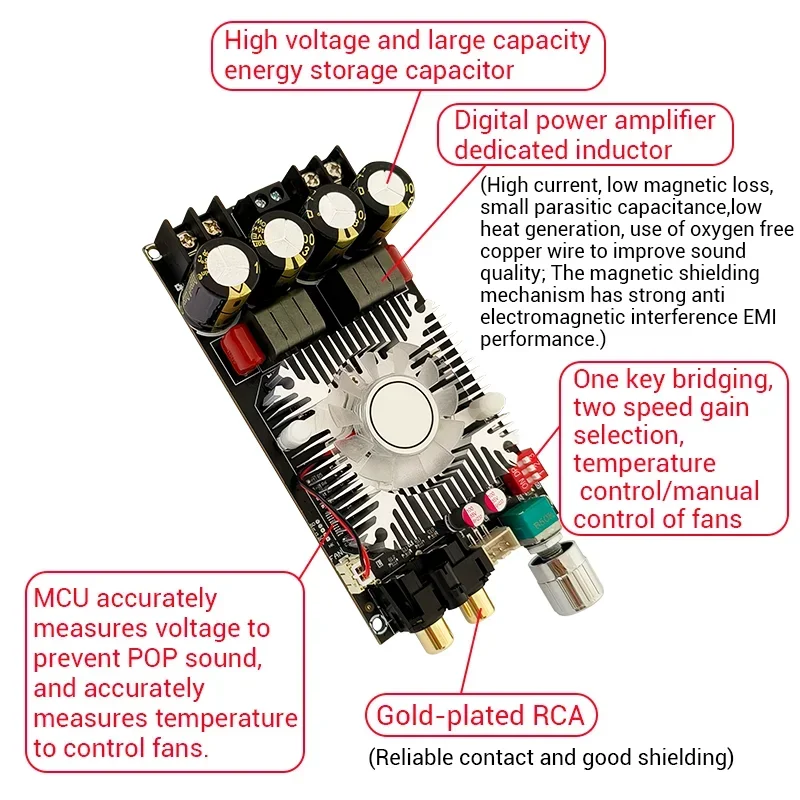 

ZK-1602 TDA7498E Digital Power Amplifier Board Dual 160W*160W Single 200W DC15-35V for Elecrtronic Component Tool NEW