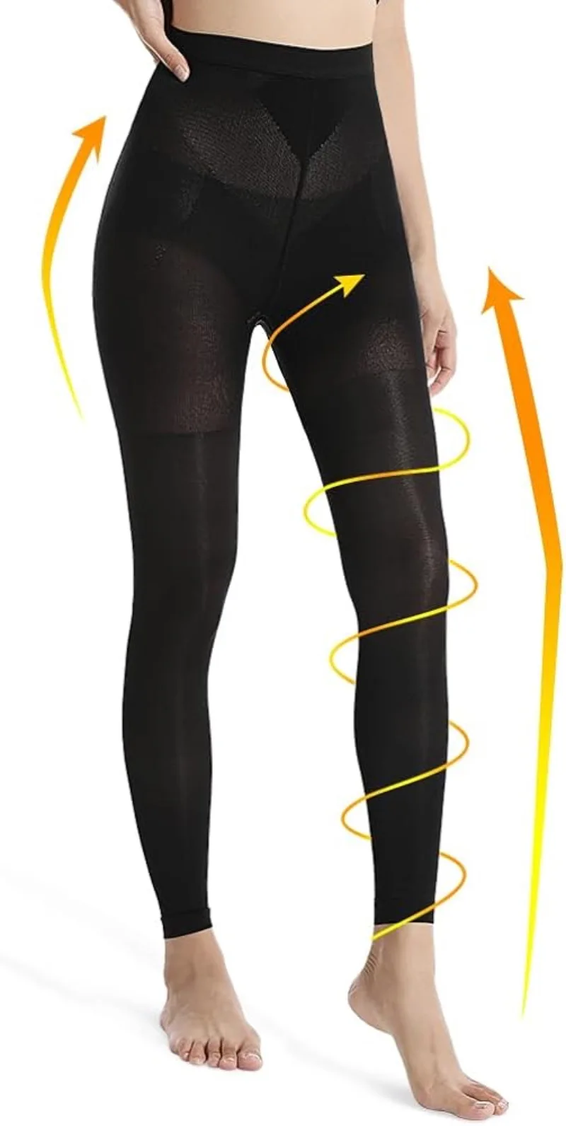 Medical Compression 20-30 MmHg Thin Footless Graduated Support Pantyhose For Women High Waist Circulation For Varicose Veins