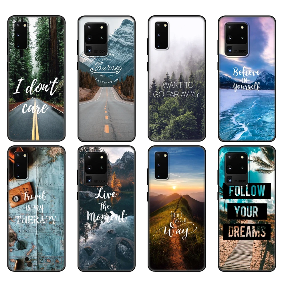 Черный чехол из ТПУ для Samsung galaxy S20 /S20 PLUS/S20 ultra/S20 + /S20FE задняя крышка путешествий