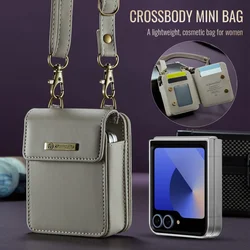 Crossbody Leather Wallet Phone Case - Universal Mini Card Bag Folding Design (Grey)