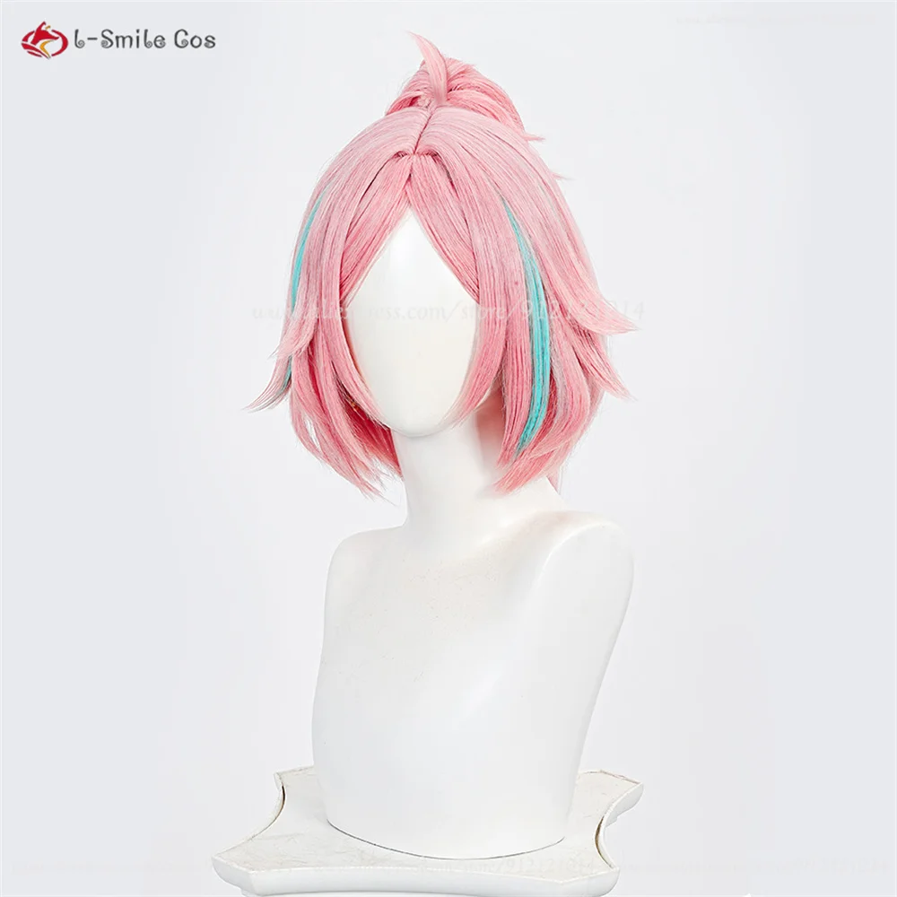 HSR Rappa Cosplay Perücke 100cm Zopf Pink Highlights Hitzebeständig Synthetik + Perückenkappe 5