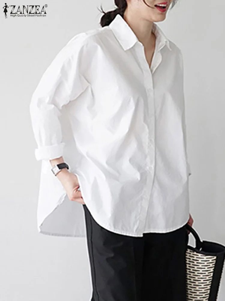 

Элегантная женская рубашка из органической кожи с отворотом и длинным рукавом, осенняя модная блуза на пуговицах, Повседневная Свободная рабочая блуза, сорочка, топы