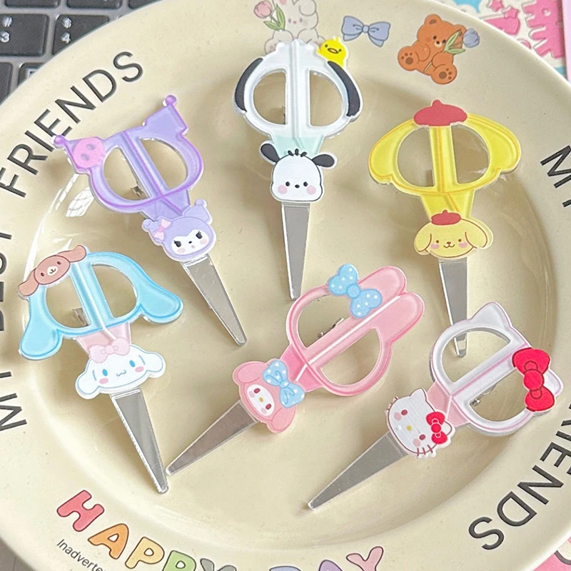 

Sanrio Anime Kawaii Hello Kitty Small Scissors Hairpin Cute Cartoon Cinnamoroll My Melody Bangs Edge Clip Toys for Girls