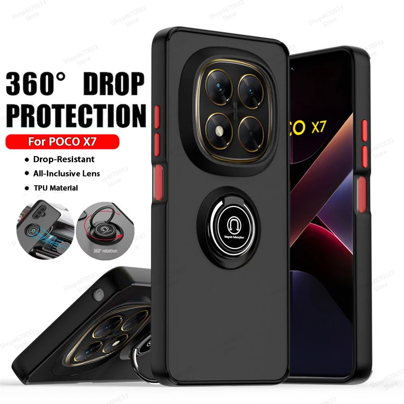 Magnetic Ring Holder Matte Armor Phone Case
