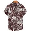 Skull Print Hawaiian Shirt Men Summer Short Sleeve Loose Beach Breathable Hip Hop Harajuku Top Oversize 5XL 4