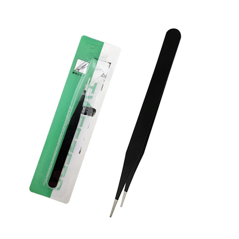 Stainless Steel Tweezers Anti Static Fine Pointed Elbow Precision Tweezers Weld Tool Industrial Electronic ESD10-ESD15
