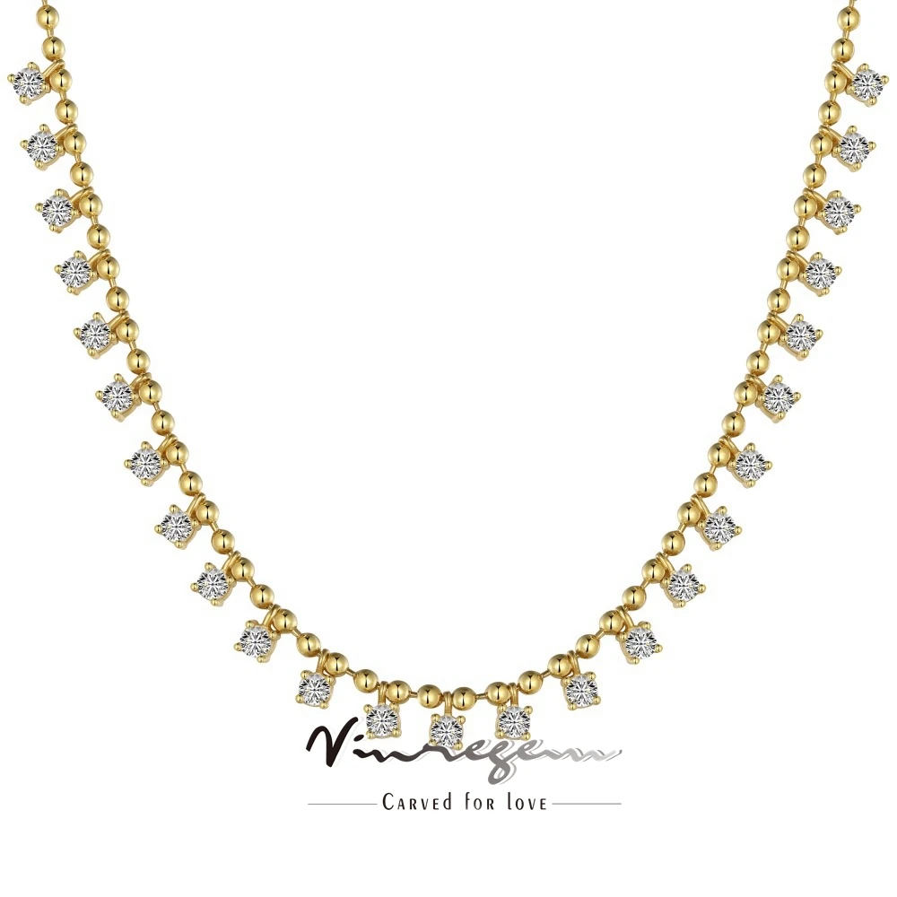 

Vinregem 3MM Round Cut Lab Created Sapphire Gemstone Vintage Necklaces 18K Gold Plated 925 Sterling Silver Jewelry Free Shipping