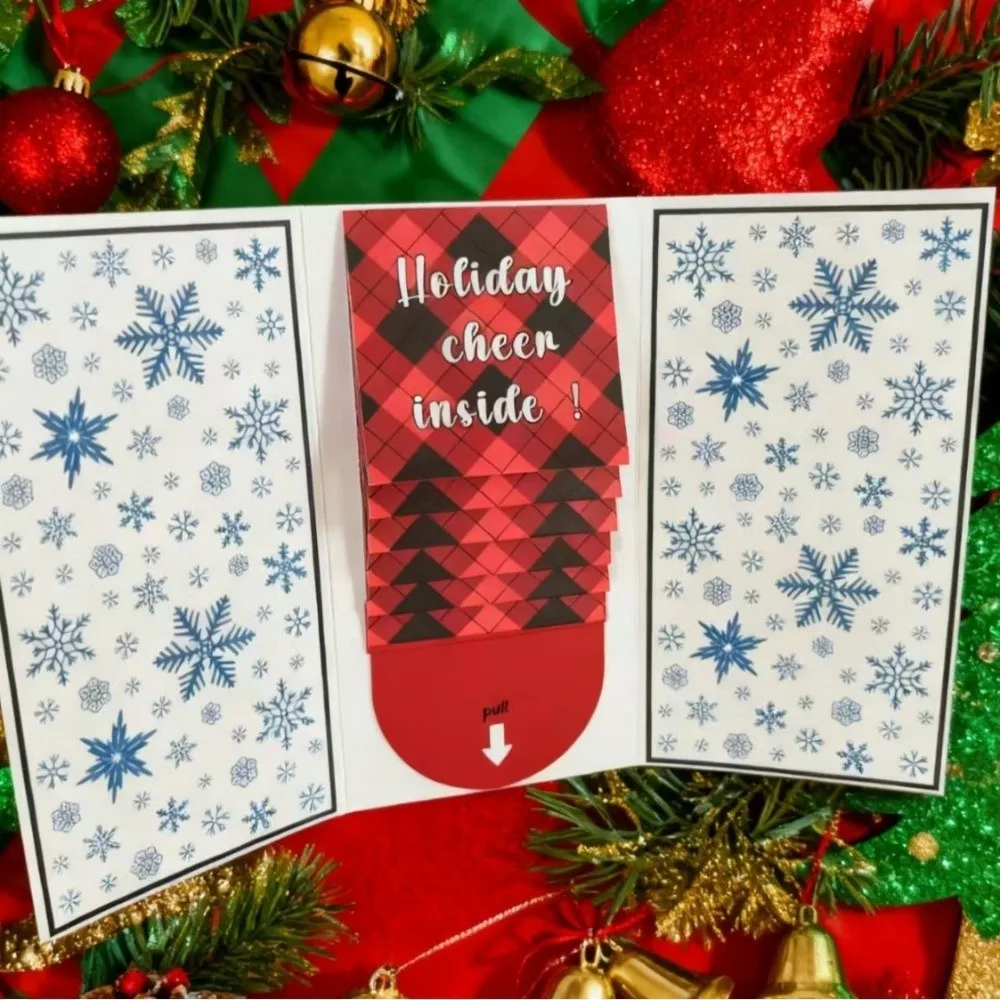 Handmade Christmas Gift Card Paper Blessing Message DIY Gift Card DIY with Envelope Waterfall Gift Card Christmas Party